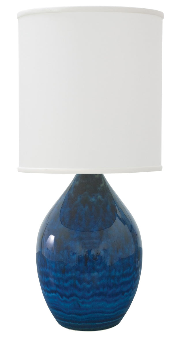 House Of Troy Scatchard Elegant Stoneware Table Lamps - Stunning Blue Gloss Finish For Modern Home Decor Midnight Blue Ceramic Gs401-mid