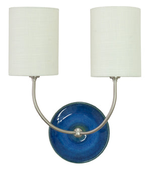 House Of Troy Scatchard Double Wall Swings: Elegant Stoneware Wall Sconces Made In The Usa For Stylish Decor Blue Gloss And Satin Nickel Ceramic Gs775-2-snbg