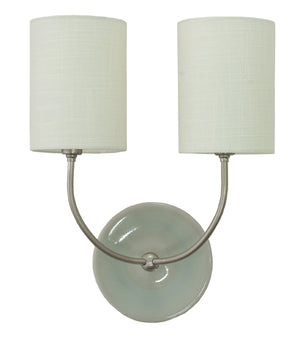 House Of Troy Scatchard Double Wall Swings: Elegant Stoneware Wall Sconces Made In The Usa For Stylish Decor Gray Gloss And Satin Nickel Ceramic Gs775-2-sngg