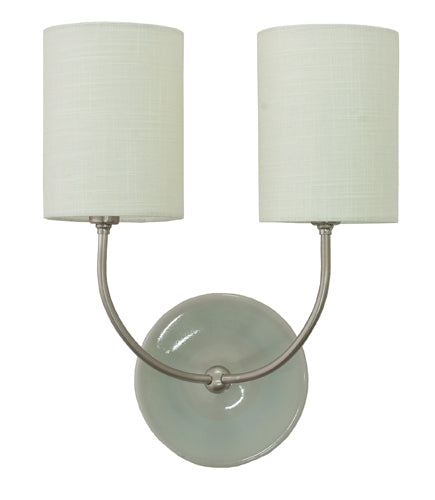 House Of Troy Scatchard Double Wall Swings: Elegant Stoneware Wall Sconces Made In The Usa For Stylish Decor Gray Gloss And Satin Nickel Ceramic Gs775-2-sngg