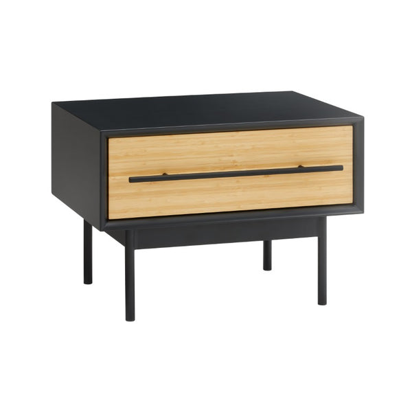 Greenington Santa Cruz Solid Bamboo Nightstand with Soft Close Drawer and Matte Steel Accents GSC0004WH