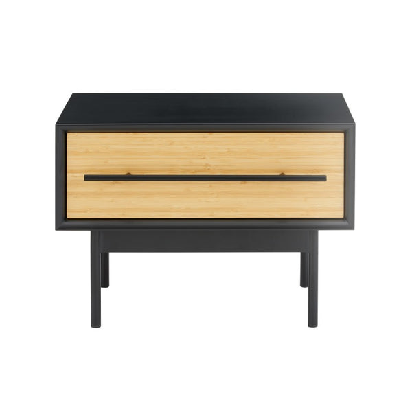 Greenington Santa Cruz Solid Bamboo Nightstand with Soft Close Drawer and Matte Steel Accents GSC0004WH