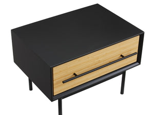 Greenington Santa Cruz Solid Bamboo Nightstand with Soft Close Drawer and Matte Steel Accents GSC0004WH