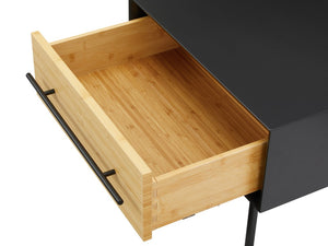 Greenington Santa Cruz Solid Bamboo Nightstand with Soft Close Drawer and Matte Steel Accents GSC0004WH