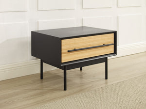 Greenington Santa Cruz Solid Bamboo Nightstand with Soft Close Drawer and Matte Steel Accents GSC0004WH