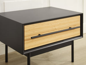 Greenington Santa Cruz Solid Bamboo Nightstand with Soft Close Drawer and Matte Steel Accents GSC0004WH