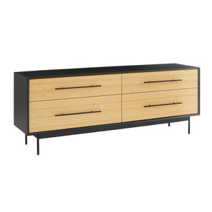 Greenington Santa Cruz Solid Bamboo Double Dresser with Soft Close Drawers and Matte Steel Base GSC0006WH