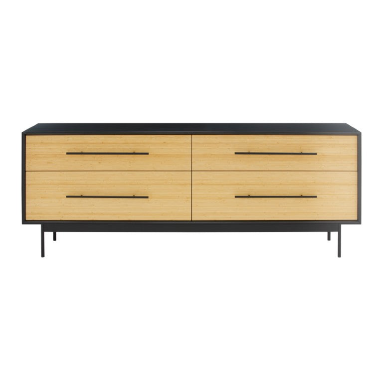 Greenington Santa Cruz Solid Bamboo Double Dresser with Soft Close Drawers and Matte Steel Base GSC0006WH