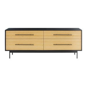 Greenington Santa Cruz Solid Bamboo Double Dresser with Soft Close Drawers and Matte Steel Base GSC0006WH