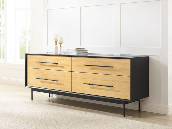 Greenington Santa Cruz Solid Bamboo Double Dresser with Soft Close Drawers and Matte Steel Base GSC0006WH