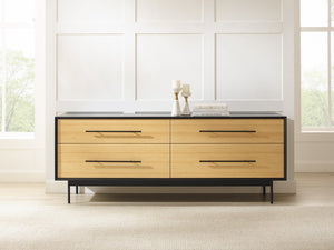 Greenington Santa Cruz Solid Bamboo Double Dresser with Soft Close Drawers and Matte Steel Base GSC0006WH