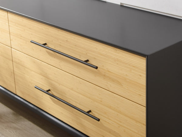Greenington Santa Cruz Solid Bamboo Double Dresser with Soft Close Drawers and Matte Steel Base GSC0006WH