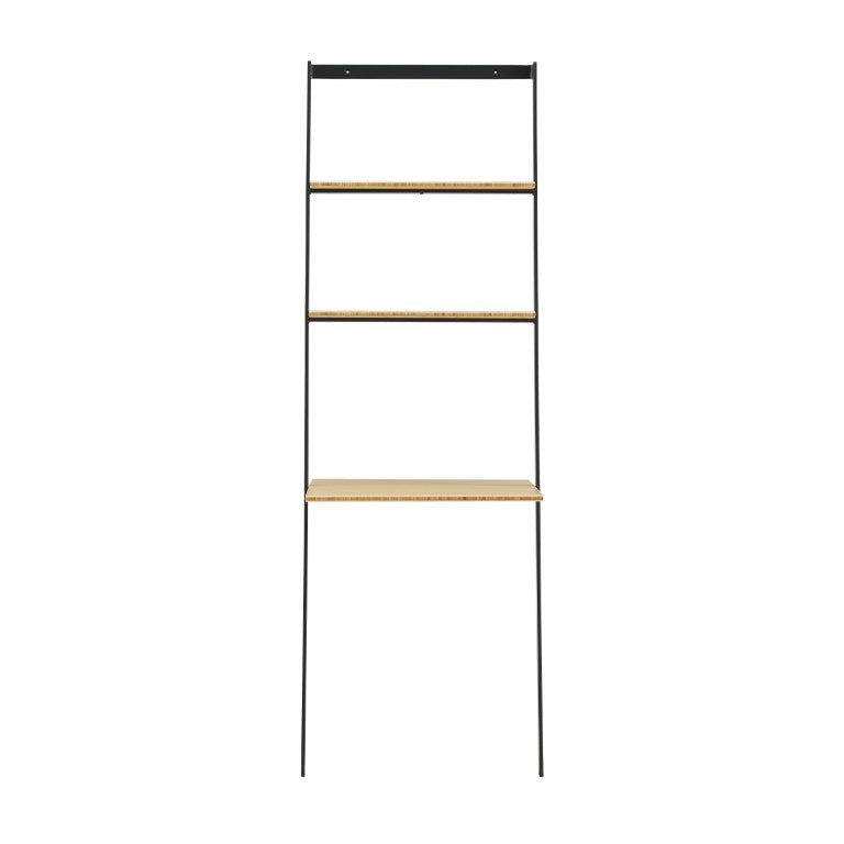 Greenington Santa Cruz Bamboo Leaning Desk with Steel Frame Two Shelves Eco Friendly Modern Workspace GSC0009WH