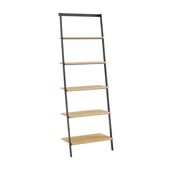 Greenington Santa Cruz Five Shelf Bamboo Ladder Unit with Steel Frame for Hallway or Office GSC0010WH