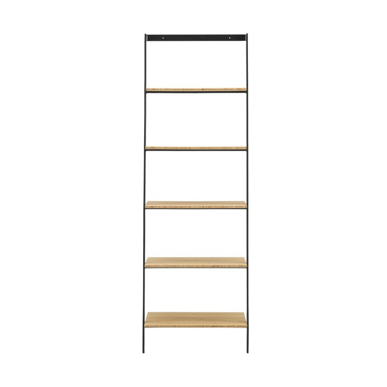 Greenington Santa Cruz Five Shelf Bamboo Ladder Unit with Steel Frame for Hallway or Office GSC0010WH