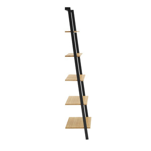 Greenington Santa Cruz Five Shelf Bamboo Ladder Unit with Steel Frame for Hallway or Office GSC0010WH