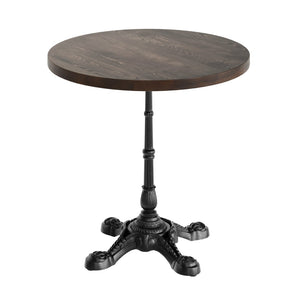 English Elm Bennett Solid Wood Bistro Tabletop with Cast Iron Base - Stylish Dining for Restaurants and Cafés Dark Brown Top/Black Base 30" Round GSF-RD30-DKBRN-SDAT2222-GG