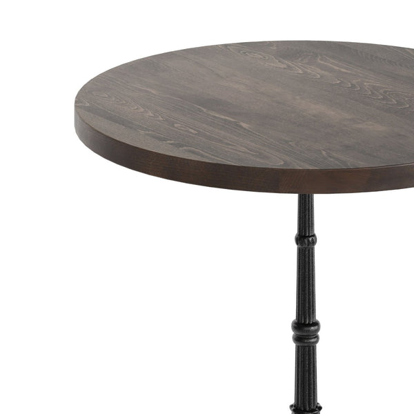 English Elm Bennett Solid Wood Bistro Tabletop with Cast Iron Base - Stylish Dining for Restaurants and Cafés Dark Brown Top/Black Base 30" Round GSF-RD30-DKBRN-SDAT2222-GG