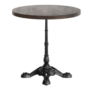 English Elm Bennett Solid Wood Bistro Tabletop with Cast Iron Base - Stylish Dining for Restaurants and Cafés Dark Brown Top/Black Base 30" Round GSF-RD30-DKBRN-SDAT2222-GG