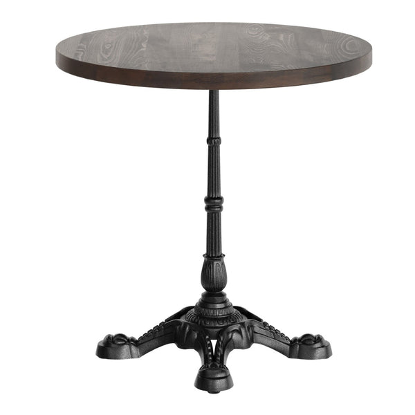 English Elm Bennett Solid Wood Bistro Tabletop with Cast Iron Base - Stylish Dining for Restaurants and Cafés Dark Brown Top/Black Base 30" Round GSF-RD30-DKBRN-SDAT2222-GG