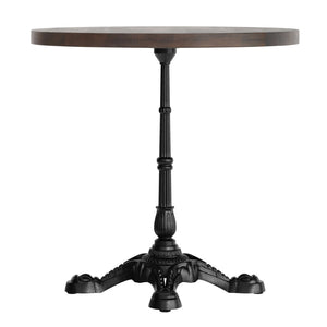 English Elm Bennett Solid Wood Bistro Tabletop with Cast Iron Base - Stylish Dining for Restaurants and Cafés Dark Brown Top/Black Base 30" Round GSF-RD30-DKBRN-SDAT2222-GG
