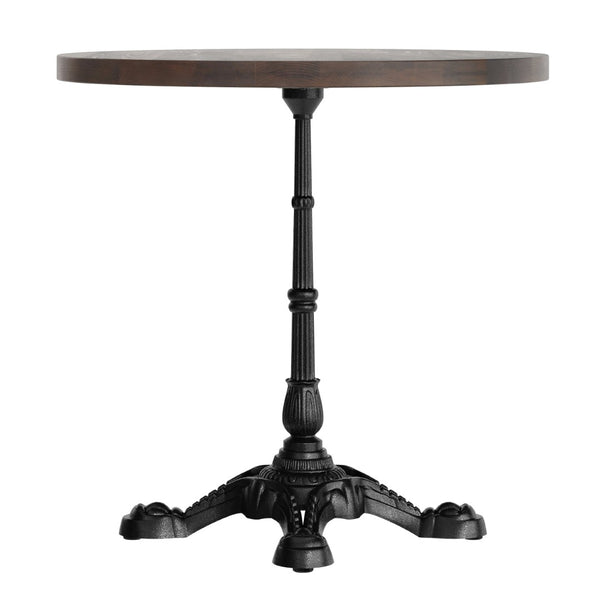 English Elm Bennett Solid Wood Bistro Tabletop with Cast Iron Base - Stylish Dining for Restaurants and Cafés Dark Brown Top/Black Base 30" Round GSF-RD30-DKBRN-SDAT2222-GG
