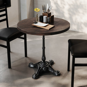 English Elm Bennett Solid Wood Bistro Tabletop with Cast Iron Base - Stylish Dining for Restaurants and Cafés Dark Brown Top/Black Base 30" Round GSF-RD30-DKBRN-SDAT2222-GG