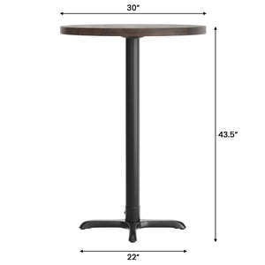 English Elm Bennett Solid Wood Commercial Tabletop with Heavy-Duty Cast Iron Base for Durable Dining Spaces Dark Brown Top/Black Base 30" Round GSF-RD30-DKBRN-T2222B-GG