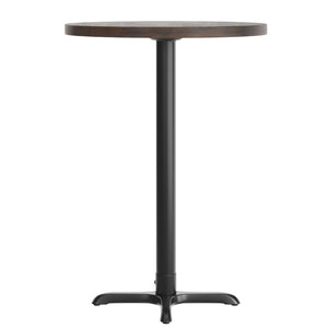 English Elm Bennett Solid Wood Commercial Tabletop with Heavy-Duty Cast Iron Base for Durable Dining Spaces Dark Brown Top/Black Base 30" Round GSF-RD30-DKBRN-T2222B-GG