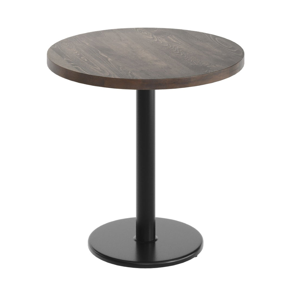 English Elm Bennett Solid Wood Commercial Tabletop with Industrial Strength Base for Cafés and Restaurants Dark Brown Top/Black Base 30" Round GSF-RD30-DKBRN-TR18-GG