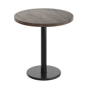 English Elm Bennett Solid Wood Commercial Tabletop with Industrial Strength Base for Cafés and Restaurants Dark Brown Top/Black Base 30" Round GSF-RD30-DKBRN-TR18-GG