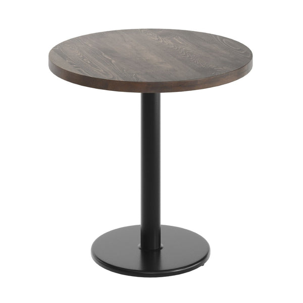 English Elm Bennett Solid Wood Commercial Tabletop with Industrial Strength Base for Cafés and Restaurants Dark Brown Top/Black Base 30" Round GSF-RD30-DKBRN-TR18-GG