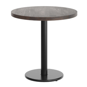 English Elm Bennett Solid Wood Commercial Tabletop with Industrial Strength Base for Cafés and Restaurants Dark Brown Top/Black Base 30" Round GSF-RD30-DKBRN-TR18-GG