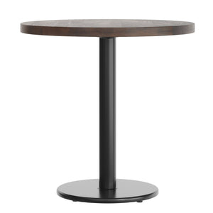 English Elm Bennett Solid Wood Commercial Tabletop with Industrial Strength Base for Cafés and Restaurants Dark Brown Top/Black Base 30" Round GSF-RD30-DKBRN-TR18-GG