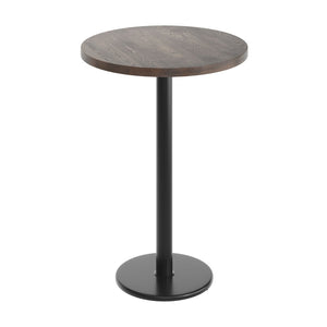 English Elm Bennett Solid Wood Bar-Height Tabletop with Durable Cast Iron Base for Restaurants and Cafés Dark Brown Top/Black Base 30" Round GSF-RD30-DKBRN-TR18B-GG