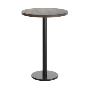 English Elm Bennett Solid Wood Bar-Height Tabletop with Durable Cast Iron Base for Restaurants and Cafés Dark Brown Top/Black Base 30" Round GSF-RD30-DKBRN-TR18B-GG