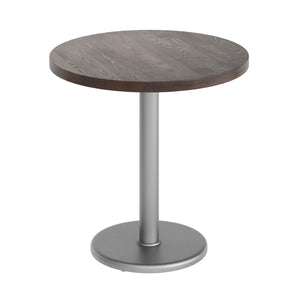 English Elm Bennett Solid Wood Commercial Tabletop with Industrial Strength Base for Cafés and Restaurants Dark Brown Top/Silver Base 30" Round GSF-RD30-DKBRN-TR18S-GG
