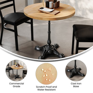 English Elm Bennett Solid Wood Bistro Tabletop with Cast Iron Base - Stylish Dining for Restaurants and Cafés Natural Top/Black Base 30" Round GSF-RD30-NAT-SDAT2222-GG