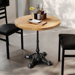 English Elm Bennett Solid Wood Bistro Tabletop with Cast Iron Base - Stylish Dining for Restaurants and Cafés Natural Top/Black Base 30" Round GSF-RD30-NAT-SDAT2222-GG
