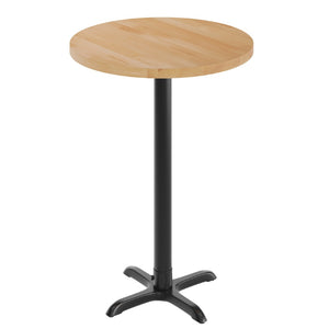 English Elm Bennett Solid Wood Commercial Tabletop with Heavy-Duty Cast Iron Base for Durable Dining Spaces Natural Top/Black Base 30" Round GSF-RD30-NAT-T2222B-GG