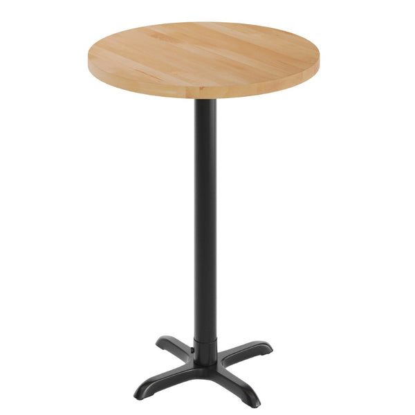 English Elm Bennett Solid Wood Commercial Tabletop with Heavy-Duty Cast Iron Base for Durable Dining Spaces Natural Top/Black Base 30" Round GSF-RD30-NAT-T2222B-GG