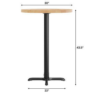 English Elm Bennett Solid Wood Commercial Tabletop with Heavy-Duty Cast Iron Base for Durable Dining Spaces Natural Top/Black Base 30" Round GSF-RD30-NAT-T2222B-GG