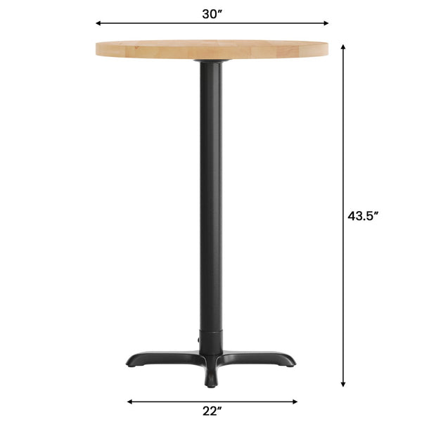 English Elm Bennett Solid Wood Commercial Tabletop with Heavy-Duty Cast Iron Base for Durable Dining Spaces Natural Top/Black Base 30" Round GSF-RD30-NAT-T2222B-GG
