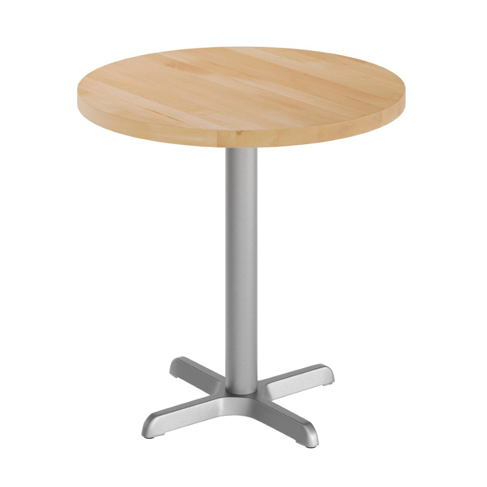 English Elm Bennett Solid Wood Commercial Tabletop with Rust-Resistant Cast Iron X-Base for Hospitality Spaces Natural Top/Silver Base 30" Round GSF-RD30-NAT-T2222S-GG