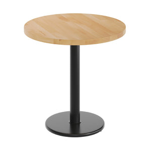 English Elm Bennett Solid Wood Commercial Tabletop with Industrial Strength Base for Cafés and Restaurants Natural Top/Black Base 30" Round GSF-RD30-NAT-TR18-GG