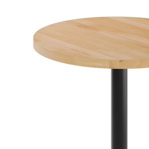 English Elm Bennett Solid Wood Commercial Tabletop with Industrial Strength Base for Cafés and Restaurants Natural Top/Black Base 30" Round GSF-RD30-NAT-TR18-GG