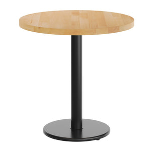 English Elm Bennett Solid Wood Commercial Tabletop with Industrial Strength Base for Cafés and Restaurants Natural Top/Black Base 30" Round GSF-RD30-NAT-TR18-GG