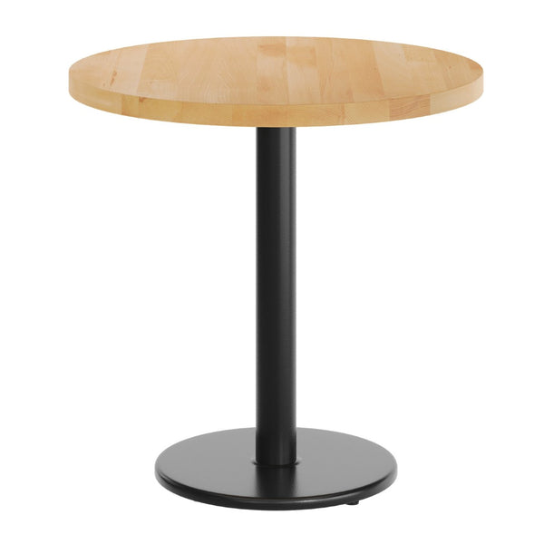 English Elm Bennett Solid Wood Commercial Tabletop with Industrial Strength Base for Cafés and Restaurants Natural Top/Black Base 30" Round GSF-RD30-NAT-TR18-GG