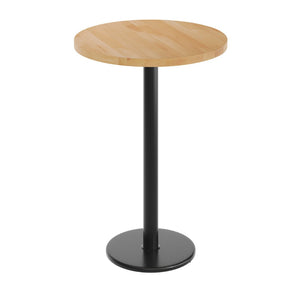 English Elm Bennett Solid Wood Bar-Height Tabletop with Durable Cast Iron Base for Restaurants and Cafés Natural Top/Black Base 30" Round GSF-RD30-NAT-TR18B-GG