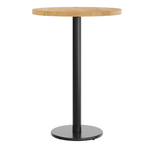 English Elm Bennett Solid Wood Bar-Height Tabletop with Durable Cast Iron Base for Restaurants and Cafés Natural Top/Black Base 30" Round GSF-RD30-NAT-TR18B-GG